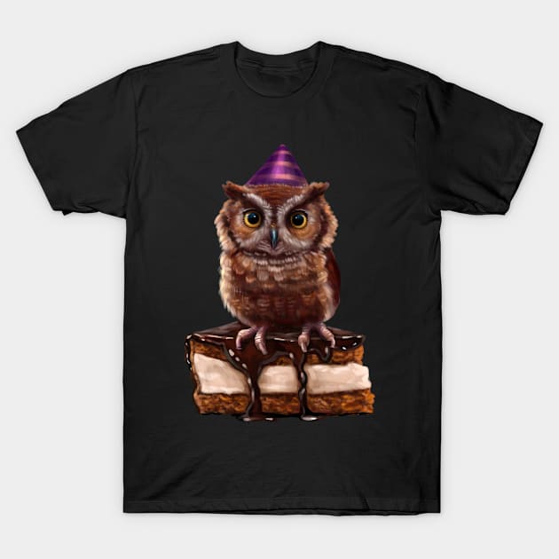 Owl on the cake T-Shirt by Magical Forest